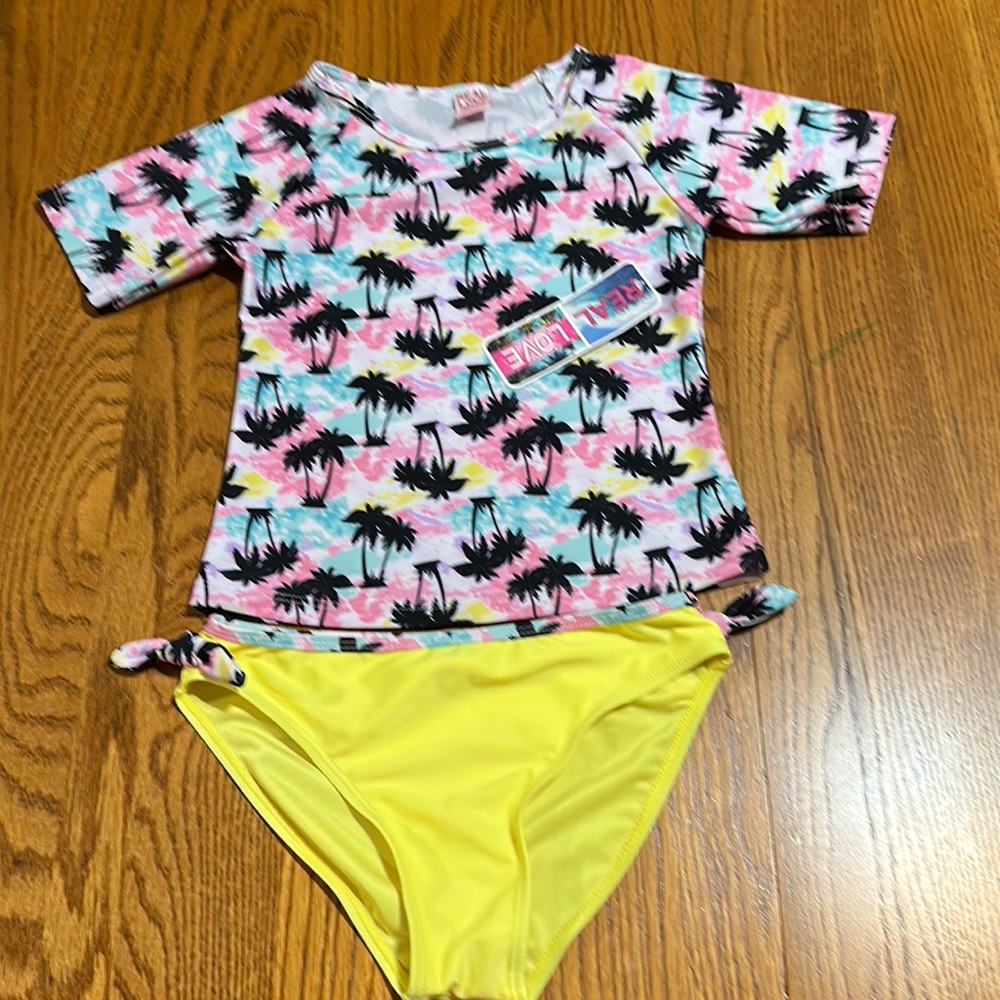 Real Love Size 10/12 Girls Palm Tree Swim suit NWT